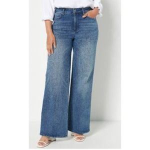 NEW NYDJ 18W Teresa Wide Leg Utility Jean Caliente Slimming Ankle Stretch